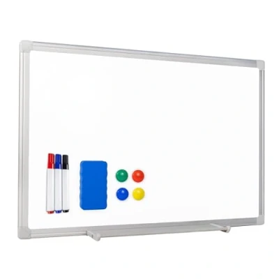 Imagen de Raylu Paper® pizarra blanca magnética con marco de aluminio, bandeja para rotuladores, kit montaje, 3 4 imanes y 1 borrador magnético, borrado en seco. (40 x 60 cm)