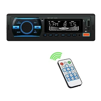 Imagen de Sound Way Autoradio Bluetooth, Llamadas Manos Libres, Radio Estéreo de Coche 50Wx4, Display 7 Colores, Doble USB, WMA FM, Apoyo Reproductor MP3, Control Remoto, Cable ISO