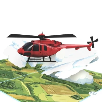 Imagen de MOKIO® tarjeta Pop Up helicóptero regalo 3D para un cumpleaños, de felicitación emergente vuelo en