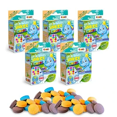 Imagen de INKEE Bombas de Baño Infantiles para Aprender Colores Juego Educativo con 80 Pastillas en Magenta, Amarillo y Azul