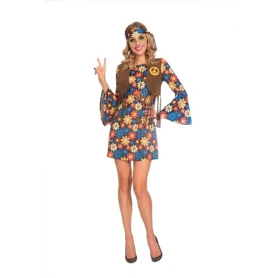 Imagen de amscan 9907008 Disfraz de mujer hippy para mujer, talla 44 46, multicolor