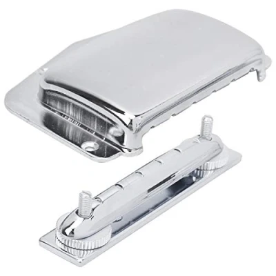 Imagen de cordal de Puente fijo ajustable Para Guitarra eléctrica 6 cuerdas, placa cubierta Archtop(Plata) Electrica