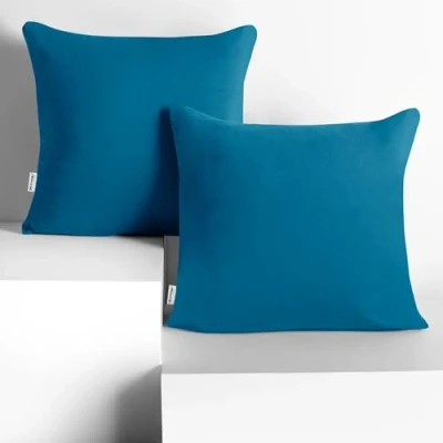 Imagen de DecoKing 2 Fundas de Almohada 50 x cm, algodón, con Cremallera, Color Azul y ámbar