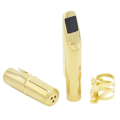 Imagen de Boquilla de saxo, Jazz Alto Saxofón Metal 8C con casquillos Parches Almohadones Cojines