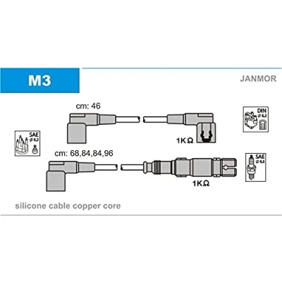 Imagen de JANMOR M3 Juego de Cables Encendido MERCEDES BENZ: 190, W124 Berlina, Coupé
