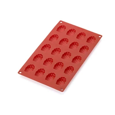 Imagen de Lékué Molde repostería Mini Magdalena Concha 20, silicona platino Rojo, 20 cavidades