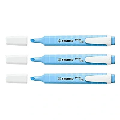 Imagen de STABILO Juego de 3 resaltadores Swing Cool Punta Biselada 1 4 mm, color azul cielo