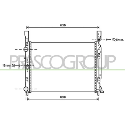 Imagen de PRASCO ME750R001 Radiador, refrigeración del motor Aluminio 560mm 415mm 23mm Aletas unidas mecánicamente RENAULT: Kangoo I Express