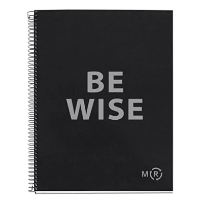 Imagen de Miquelrius Cuaderno A4 Be Eco, 80 Hojas 90 g/m², Rayas Horizontales 7 mm, 1 Franja de Color, 4 Taladros, Cubierta Reciclada, Negro Antracita