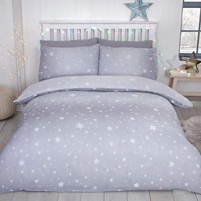 Imagen de Bedding Heaven Rapport Starburst Reversible Set Grey Juego de Cama, Gris, Double Duvet Cover
