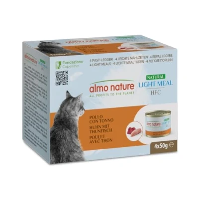 Imagen de Almo Nature HFC Natural Light Meal Pollo &amp; Atún Comida húmeda para Gatos Adultos 4 latas de 50 g