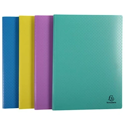 Imagen de Exacompta 88390E 1 protector de documentos Forever Young 30 fundas cristal liso 60 vistas para A4 tamaño 24 x 32 cm funda semirrígida polipropileno reciclado 4 colores aleatorios
