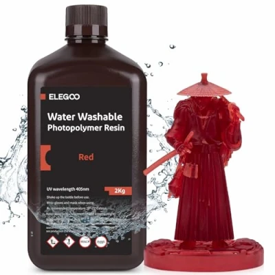 Imagen de ELEGOO Lavable con Agua Impresora 3D Resina,Resina de Fotopolímero Estándar Curado UV 405 nm para LCD Klarrot 2000g