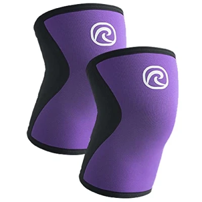 Imagen de Rehband Rodillera Vendaje Fuerza Sport, para Cross Fit &amp; Entrenamiento Pesado Fabricada en Neopreno de 5 mm, Unisex, Color:Violeta 1 Par, Talla:XL