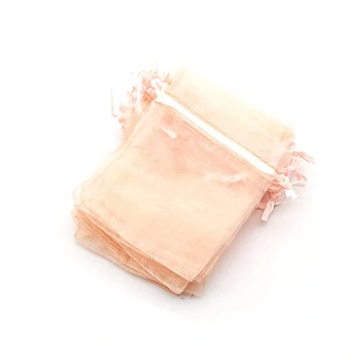 Imagen de OLILLY 100 bolsas de organza, 7 x 9 cm, color melocotón, ideal para bodas, bautizos, regalos, lavanda, joyas (melocotón)