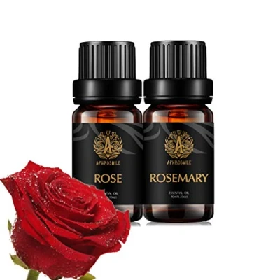Imagen de aromaterapia Rose Aceite esencial Set para difusor, 2x10ml 100% puro romero aceites esenciales Kit Humidifier romero,rosas esenciales, Kit,puro Rosa