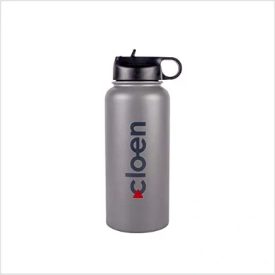 Imagen de Botella de Agua Acero Inoxidable, Doble Pared Aislado al Vacío Mantiene la Temperatura del Contenido tanto Bebidas Calientes como Frías (Gris, 950 ml)