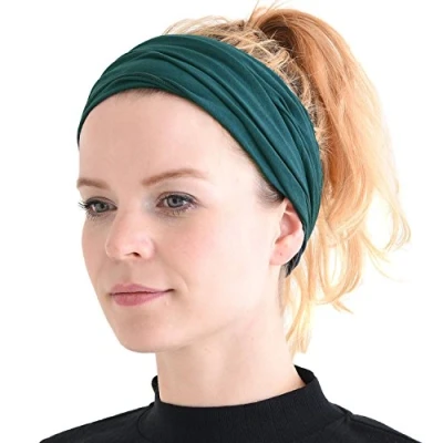 Imagen de CHARM Hombre Cinta De Correr Bandana Pelo Pañuelos Diadema Mujer Elastica Azul Verde M