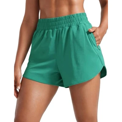 Imagen de CRZ YOGA Shorts de Running con Delfines Cintura Alta para Mujer Verde Cascadia 40
