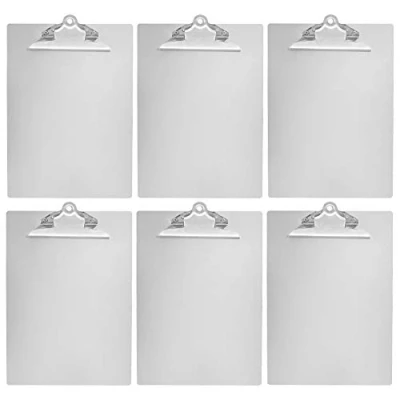 Imagen de Amazon Basics Portapapeles de aluminio, tamaño carta, clip estándar, 6 Unidads, Plateado