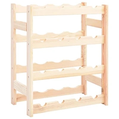 Imagen de vidaXL Botellero para 16 Botellas de Madera Pino con Accesorios Decoración Almacenamiento Organización Vinoteca Exponedor Diseño Sencillo Rústico