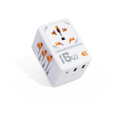 Imagen de TESSAN Adaptador Enchufe Universal, de Viaje con 1 USB C, 2 A, Universal Viaje, pour UK USA Japon Argentina Australia, Cargador