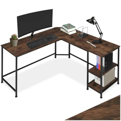 Imagen de TecTake® Escritorio para despacho, Mesa Ordenador, Mueble de Oficina, ejecutiva Estilo Industrial (Madera Oscura, rústica)