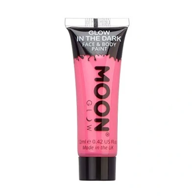 Imagen de Moon Glow Pintura para rostro y cuerpo que brilla en la oscuridad fosforescente carga brillar Rosa 12 ml (Paquete de 1)