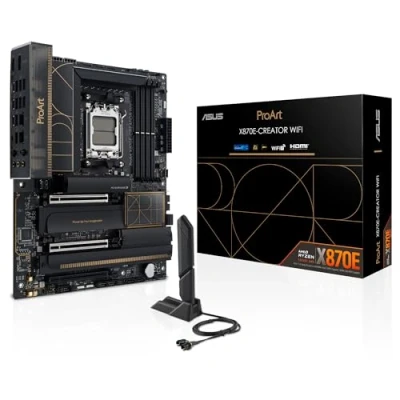 Imagen de ASUS ProArt X870E CREATOR WiFi Placa Base AMD ATX, PCIe 5.0 x16 Compatible con GPU de última generación, 16+2+2 etapas Potencia, DDR5, Doble USB4, LAN 10 GB y 2,5 GB, 7, 4X M.2