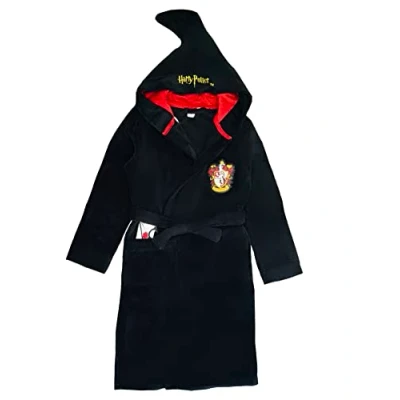 Imagen de Harry Potter Bata de baño con capucha para niños o niñas, color Negro, 7 a 14 años, 9 10 años