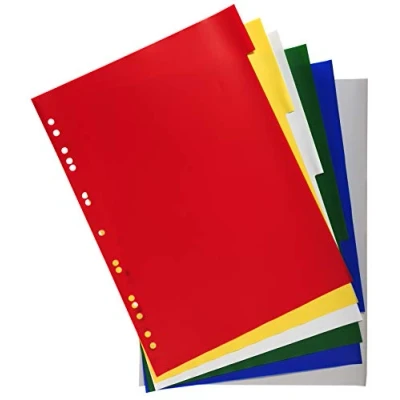 Imagen de Exacompta 83H Separadores de polipropileno flexible con 6 pestañas neutras Antidesgarro Formato para archivar A4 maxi Dimensiones 24,5 x 29,7 cm Colores surtidos