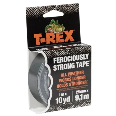 Imagen de cinta T Rex Tape, de color gris grafito, impermeable y ferozmente fuerte, 25 mm x 9,14 m, una adhesiva reparación alta resistencia para conductos o paños, los fabricantes la Duck Tape original