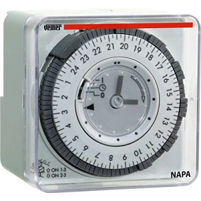 Imagen de VEMER VE049300 Interruptor Horario Electromecánico, Temporizador con Programación Diaria sin Reserva de Marcha, Gris Claro