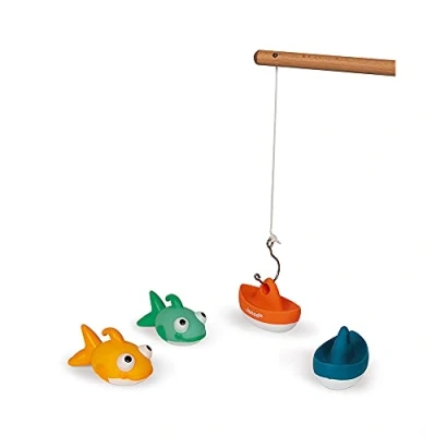 Imagen de Janod Juego de Pesca con Caña 2 Lanzachorros Incluidos Juguete Baño para Niños Pequeños A partir Años, J04715