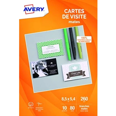 Imagen de Avery C32015 5 Papel para impresión de tarjetas visita (85 x 54 mm, 80 unidades)