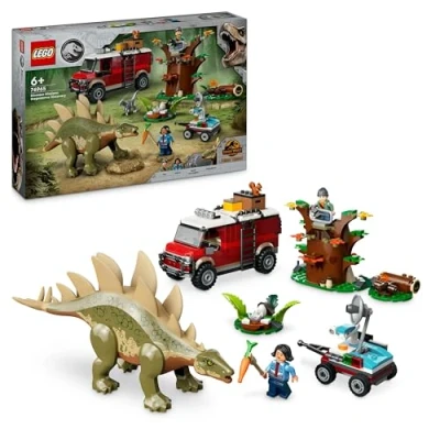Imagen de Lego Jurassic World Misiones Dinosaurio: Descubrimiento del Stegosaurus Set de Juguetes Dinosaurios y Velocirraptor, Regalo para Niños Niñas 6 Años o Más, Minifiguras Ben Sammy 76965