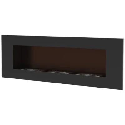 Imagen de KRATKI Delta 3 Chimenea Interior de bioetanol para Montaje en Pared o instalación empotrada l Bicontainer 0,6 l, Certificado TÜV Acero, 40 x 120 cm, Negro