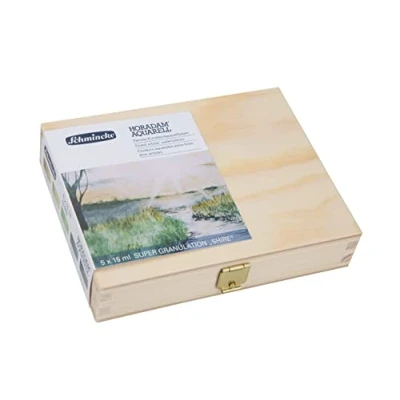 Imagen de Schmincke HORADAM® AQUARELL, Super Granulation Set Pradera, 5 tubos de 15 ml, 74 867 097, caja madera, tonos muy granulados, acuarelas finas supergranuladas.