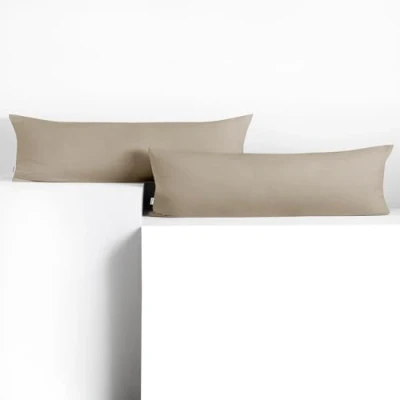 Imagen de DecoKing 2 Fundas de cojín 40 x 145 cm algodón Jersey con Cremallera Capuchino ámbar