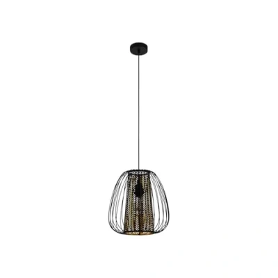 Imagen de Eglo lámpara colgante Curasao, de 1 llama, metal, textil en negro, oro, mesa comedor, salón E27