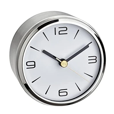 Imagen de TFA Dostmann Camino 60.1036.55 Reloj analógico de Mesa (9,4 x 6,1 cm, Aluminio, 9,4 cm), diseño Moderno, analógico, Elegante, Color Plateado