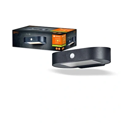 Imagen de LEDVANCE ENDURA Style Kleine Oval Solar Wandleuchte, warmweißes Licht (3000K), integrierter Sensor, ohne Strom nutzbar, lange Laufzeit: 30 Mal 60 Sekunden im PIR Modus, Schutzklasse IP44, schwarz
