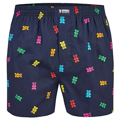 Imagen de Happy Shorts Calzoncillos tipo bóxer americano para hombre, Pelican, osos de goma goma, XL