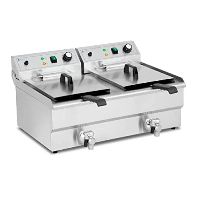 Imagen de Royal Catering Freidora Eléctrica Profesional para Hostelería RCPSF 26ETH (Potencia: 2 x 3.000 W, 16 L de volumen total / 13 aceite, Temperatura: 60 200 C)