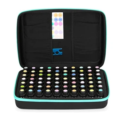 Imagen de FITNATE Bolsa de Almacenamiento Aceites Esenciales para 5 ml, 10 15 70 Botellas, Maletin Esenciales, Estuche Viaje Resistente, Azul