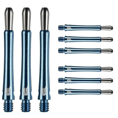 Imagen de Target Darts Grip Style Aluminium Shaft Pack of 9 Azul, Intermedia (40.8mm) Accesorios Dardos Profesionales, Multipack de Flechas 2BA con Anillas, Flechas, Plumas para
