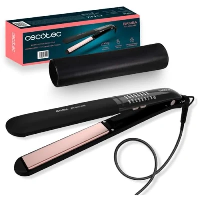 Imagen de Cecotec Plancha de Pelo Bamba RitualCare 1200 Titanium Ion Touch. 60 W, Revestimiento Titanio, Selector Táctil y con Real, Calentamiento Rápido, Placas Flotantes, Temperatura Regulable