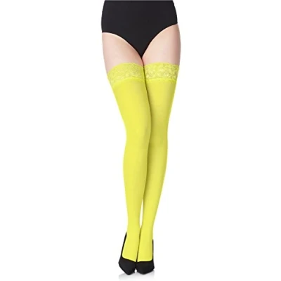 Imagen de Merry Style Medias Autoadhesivas de Microfibra 40 DEN con Encaje Lencería Sexy Mujer Tights Leotardos MS 791 (Pistacho 791, M L)