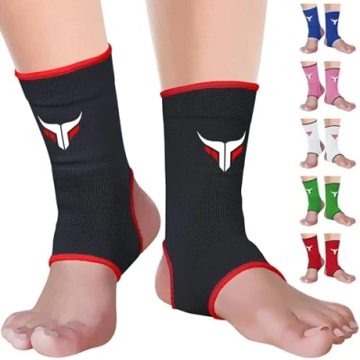 Imagen de Mytra Fusion Soporte de tobillo transpirable MMA, Muay Thai, Gimnasio, Vendaje lucha boxeo (Black, L/XL)