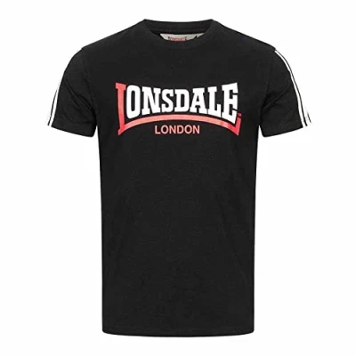 Imagen de Lonsdale Elphin Camiseta DE Ocio, Negro/Blanco/Rojo, S para Hombre